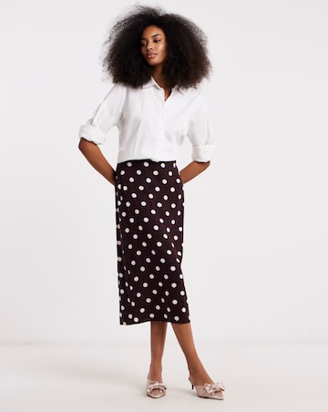 Simply Be Chocolate Spot Fluted Midaxi Skirt