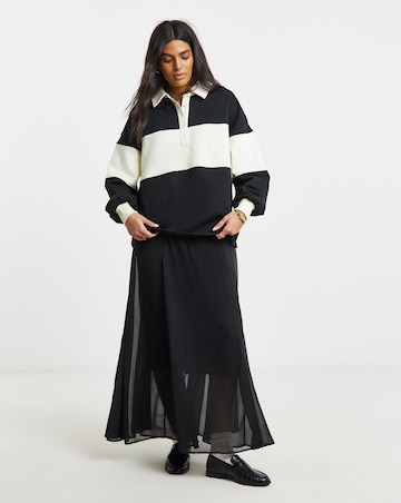 Simply Be Polo Sweat with Stripe Panel to Front