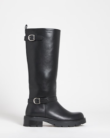 Sonny Knee High Biker Boots - Wide Fit (E) & Curvy Calf