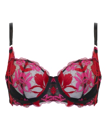Pour Moi Roxanne Full Cup Wired Side Support Bra Blk/Red/Pink
