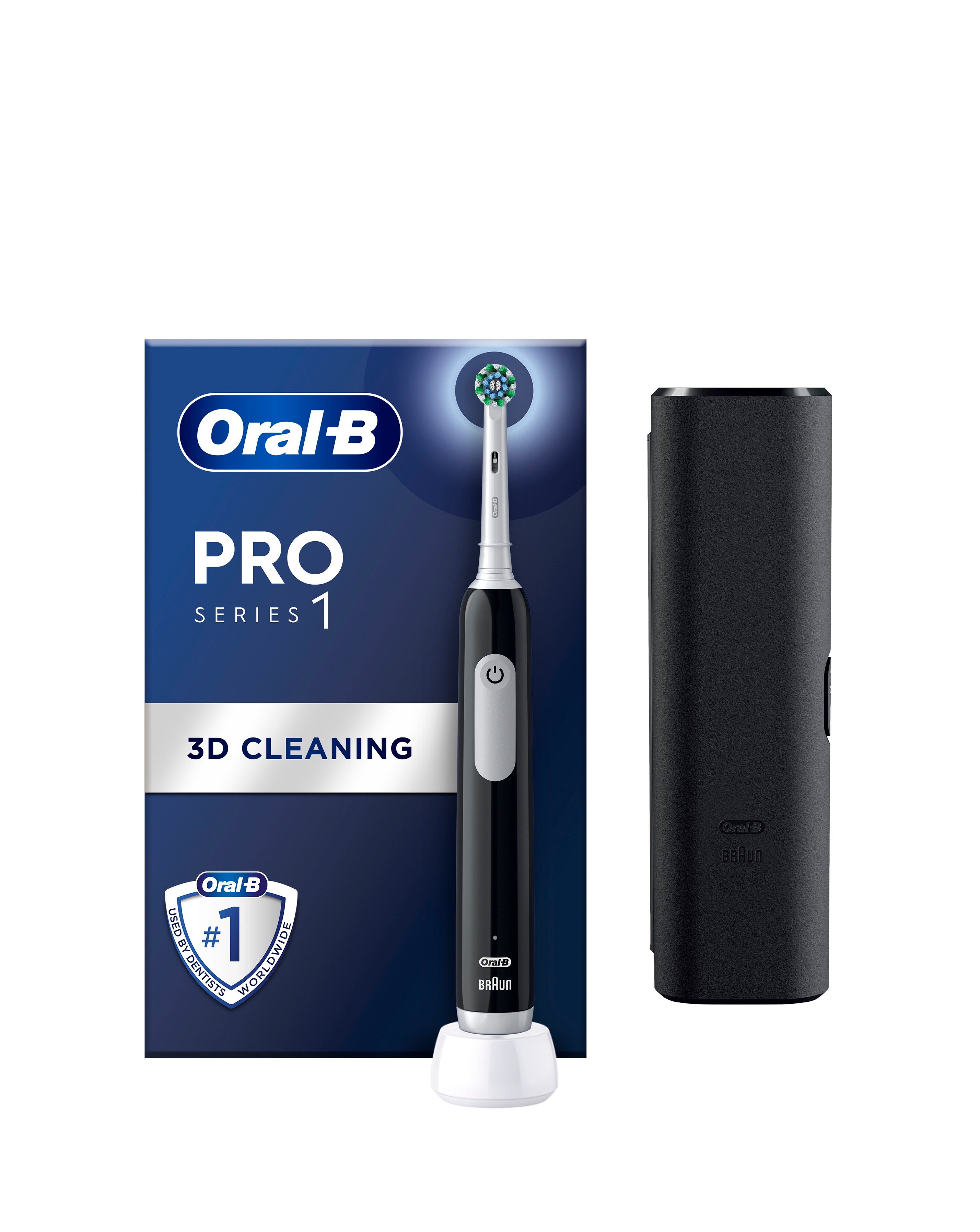 Oral-B Pro 1 Black Electric Toothbrush + Travel Case