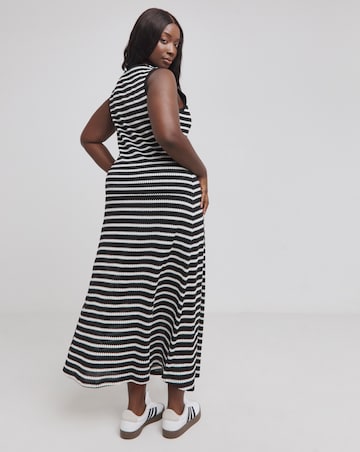 Mono Stripe Crochet Midaxi Column Dress