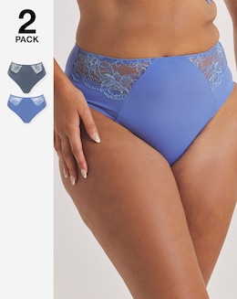 Pretty Secrets (2 Pack) New Ella Full Knickers Light Blue/Grey