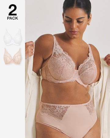 Pretty Secrets (2 Pack) New Ella Wired Full Cup Bras (C-J) Blush/White