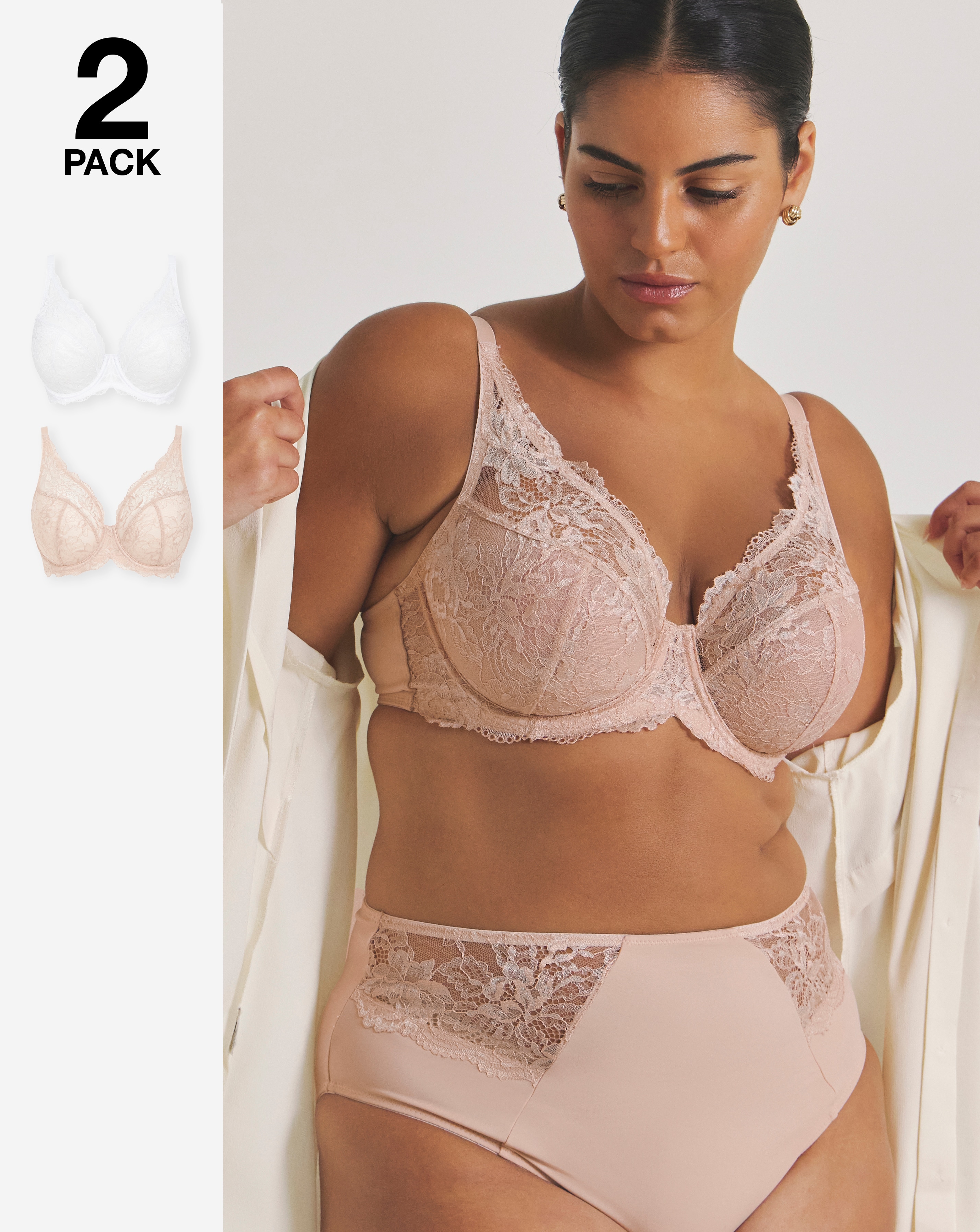 Pretty Secrets (2 Pack) New Ella Full Cup Wired Bras (C-J) Blush/White