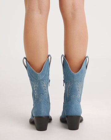 Bobbie Calf Western Boots Denim Ex Wide EEE Fit Standard Calf