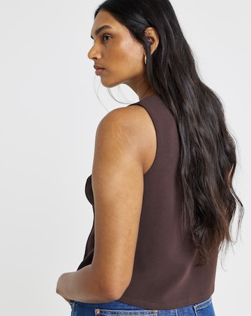 Scuba Crepe Tailored Waistcoat with Gold Button Embellishment