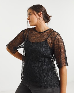 Black Lace Boxy Top