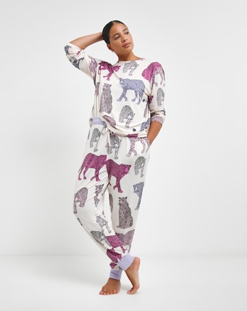 Chelsea Peers Jersey Leopard Print Crew Pyjama Set
