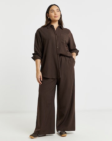 Pinstripe Drawstring Wide Leg Trousers