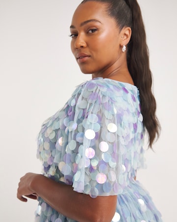 Maya Curve Wrap Front Tulle Sequin Mini Dress