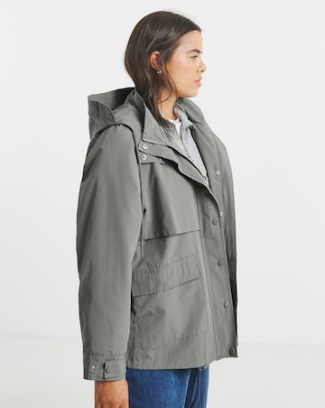 Grey Short Storm Flap Parka