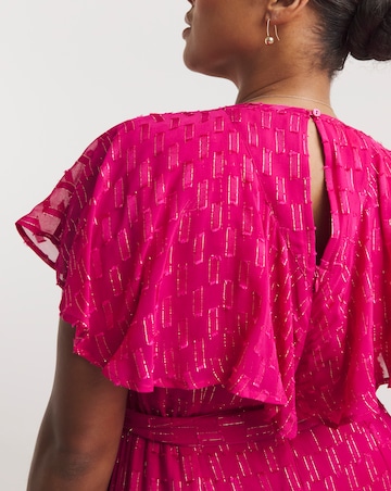 Joanna Hope Pink Metallic Dobby Maxi Dress