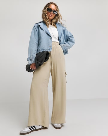 Light Wash Denim Cropped Trench