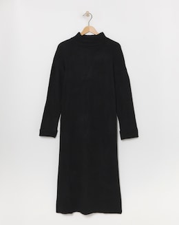 Black High Neck Knitted Midaxi Dress