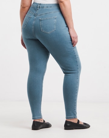 Mid Blue Highwaist Super Stretch Skinny Jeans