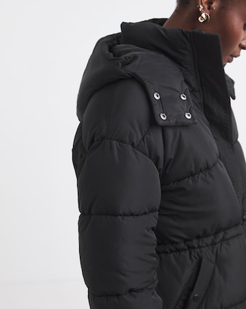Black Mid Line Padded Coat