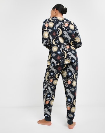 Chelsea Peers Jersey Celestial Zebra Print Crew Pyjama Set