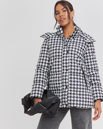 Houndstooth Mid Duvet Puffer Coat