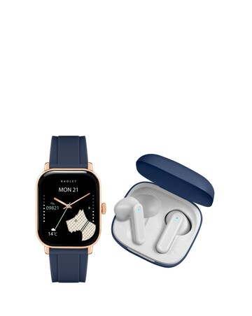 Radley Series 56 Ink Silicone Strap Smart Watch and Wireless Earbuds Bundle