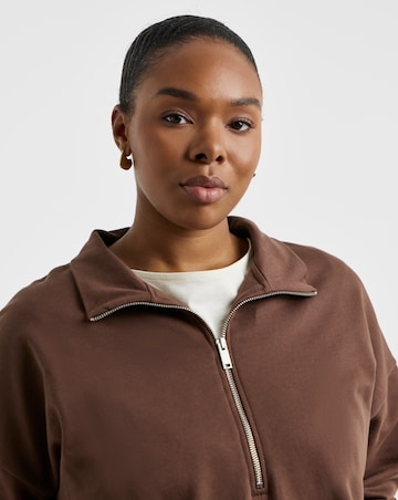 Chocolate Zip Neck Sweatshirt