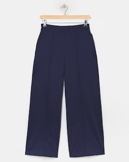 Navy Ponte Wide Leg Trousers
