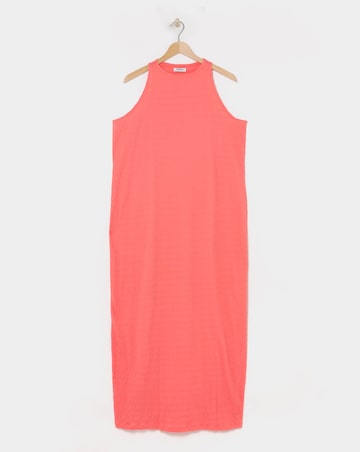 Simply Be Coral Textured Jersey Racer Maxi Dress