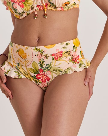 Figleaves Fruit Print Frill Tummy Control Bikini Bottoms