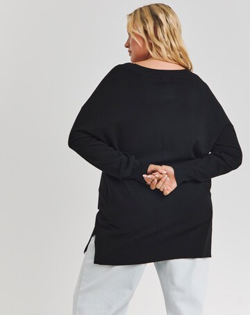Black Slouchy V-Neck Tunic