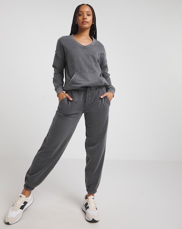 Acid Wash V Neck Sweatshirt