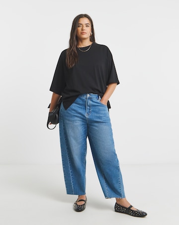 Black Raglan Slouchy Pure Neck T-Shirt