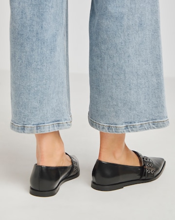 Oslo Hardware Mary Jane Pointy Toe Flat Shoes Wide E Fit