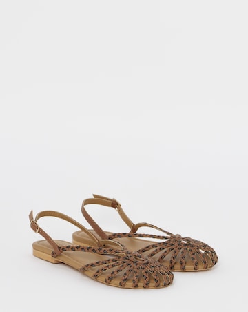 Latrice Leather Woven Detailing Flat Shoes - Extra Wide Fit (EEE)