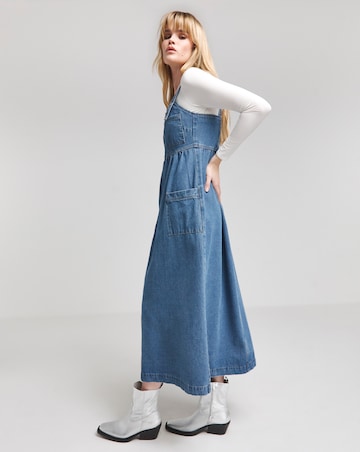 Mid Wash Midaxi Pocket Detail Apron Dress