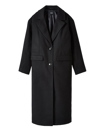 Black Midaxi Faux Wool Coat