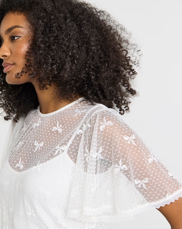 Simply Be Ivory Bow Print Lace Top