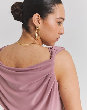 Pink Cowl Back Maxi Bridesmaid Dress With Side Split