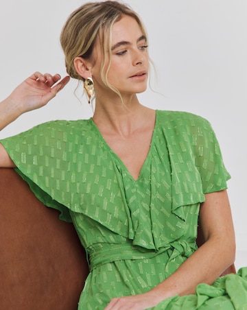 Joanna Hope Green Metallic Dobby Maxi Dress