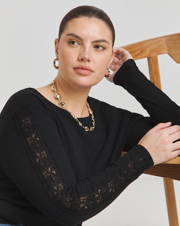 Black Lace Sleeve Top