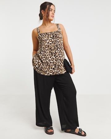 Leopard Crinkle Ruched Strap Cami