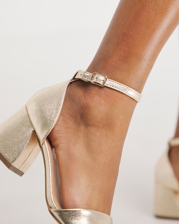 Rimona Metallic Barely There Block Heeled Sandals Ex Wide Fit