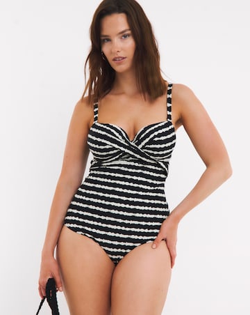 Figleaves Tailor Twist Underwired Bandeau Tummy Control Swimsuit