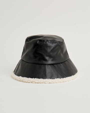 Black PU & Borg Bucket Hat