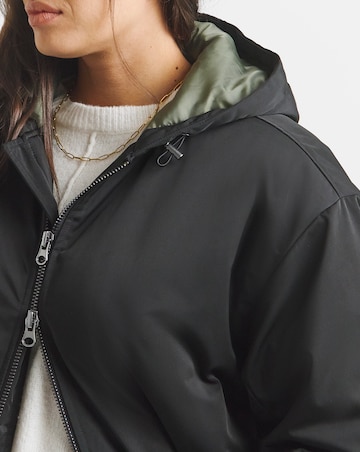 Simply Be Black Hooded Longline Bomber