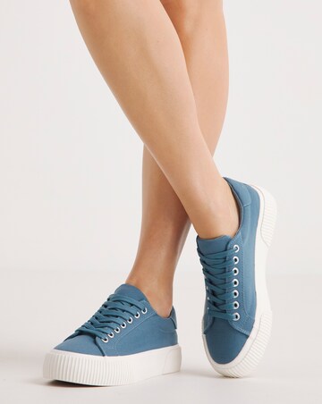Sicilly Canvas Trainers Chunky Ribbed Sole Wide Fit