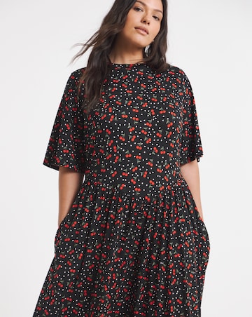 Cherry Print Supersoft Maxi Dress With Pockets