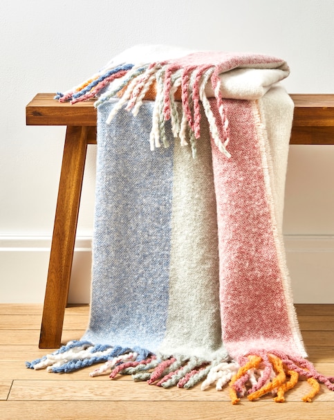 Striped Faux Mohair Throw