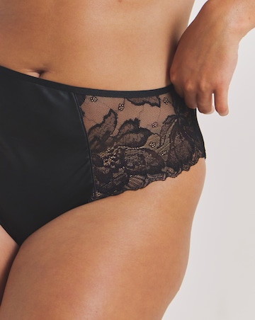 Pretty Secrets (2 Pack) Willow Stretch Lace High Leg Knickers Black/Cream