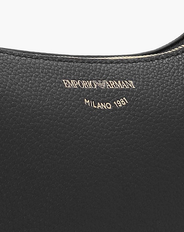 Emporio Armani Lilly Black & Silver Pebbled Baguette Bag