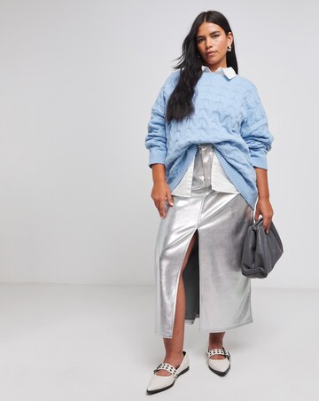 Light Blue Mid Weight Cable Knit Jumper